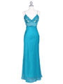 4268 Teal Illusion Evening Gown - Teal, Front View Thumbnail