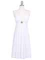 Ivory Pleated Top Cocktail Dress with Rhinestone Brooch