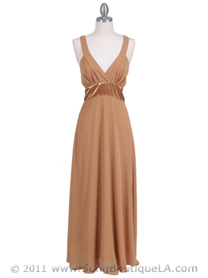 4280 Taupe Long Evening Dress, Taupe