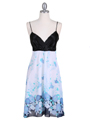 4419 Black Blue Chiffon Print Dress - Black Blue, Front View Thumbnail