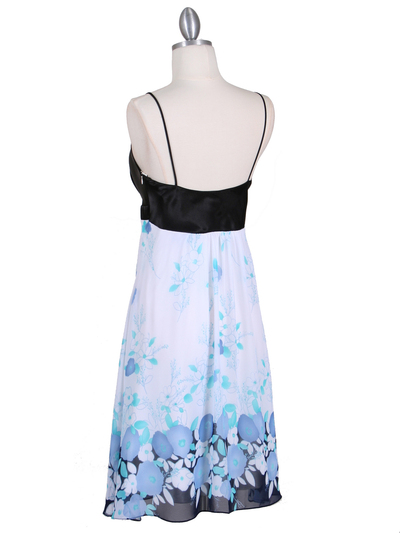 4419 Black Blue Chiffon Print Dress - Black Blue, Back View Medium