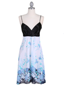 4419 Black Blue Chiffon Print Dress, Black Blue