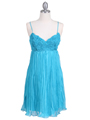 Turquoise Pleated Cocktail Dress