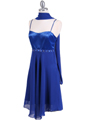 Royal Blue Satin 3/4 Length Cocktail Dress