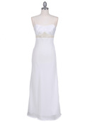 4480 White Satin Beaded Evening Dress, White