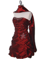 4509  Burgundy Taffeta Cocktail Dress - Alt. Image