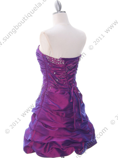4509 Purple Taffeta Cocktail Dress - Purple, Back View Medium