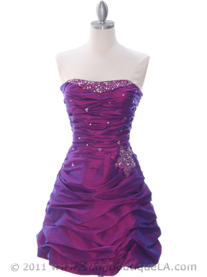 4509 Purple Taffeta Cocktail Dress, Purple