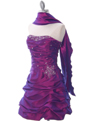 4509 Purple Taffeta Cocktail Dress - Purple, Alt View Thumbnail