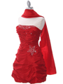 4509 Red Taffeta Cocktail Dress - Red, Alt View Thumbnail