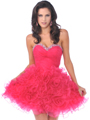 450 Strapless Short Prom Dress - Hot Pink, Front View Thumbnail