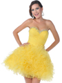 450 Strapless Short Prom Dress - Yellow, Front View Thumbnail