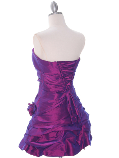 4513 Purple Taffeta Homecoming Dress - Purple, Back View Medium