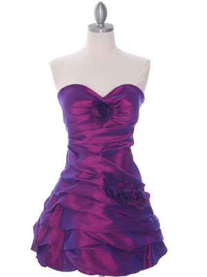 4513 Purple Taffeta Homecoming Dress, Purple