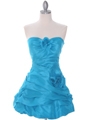4513 Turquoise Taffeta Homecoming Dress - Turquoise, Front View Thumbnail