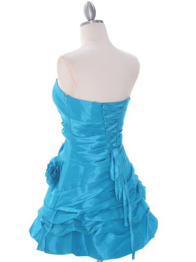 4513 Turquoise Taffeta Homecoming Dress - Turquoise, Back View Medium