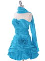 4513 Turquoise Taffeta Homecoming Dress - Turquoise, Alt View Thumbnail
