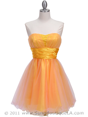 4514 Pink Yellow Homecoming Dress, Pink Yellow