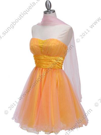 4514 Pink Yellow Homecoming Dress - Pink Yellow, Alt View Medium