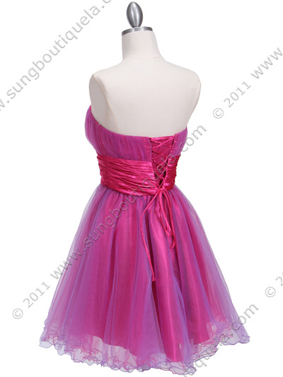 4514 Purple Hot Pink Homecoming Dress - Purple Hot Pink, Back View Medium