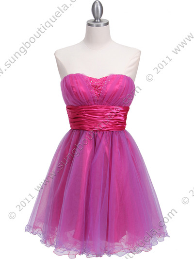 4514 Purple Hot Pink Homecoming Dress - Purple Hot Pink, Front View Medium