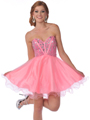 459 Strapless Corset Top Empire Waist Short Prom Dress - Pink, Front View Thumbnail