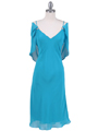 Turquoise Draped Back Cocktail Dress