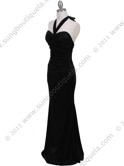 4760A Black Halter Evening Dress - Black, Alt View Medium