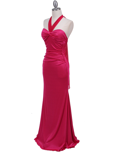 4760A Hot Pink Halter Evening Dress - Hot Pink, Alt View Medium