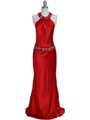 4838 Red Beaded Evening Dress - Red, Front View Thumbnail