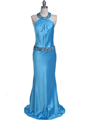 4838 Turquoise Beaded Evening Dress - Turquoise, Front View Thumbnail