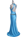 4838 Turquoise Beaded Evening Dress - Turquoise, Back View Thumbnail