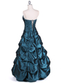4896 Teal Taffeta Evening Gown - Teal, Back View Thumbnail