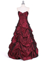 Wine Taffeta Evening Gown