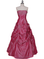 Hot Pink Tafetta Beading Evening Gown