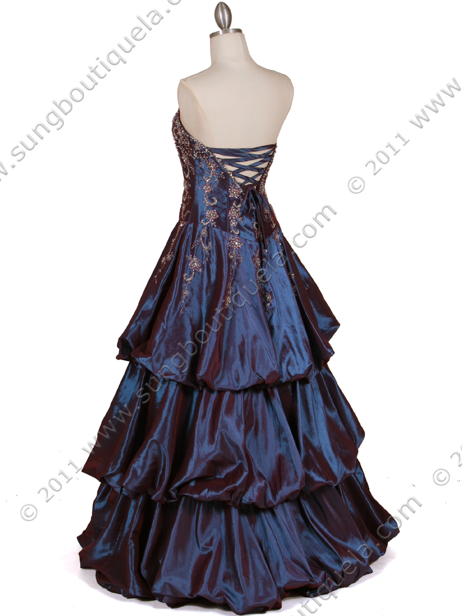 4880 Blue Purple Two Tone Strapless Beaded Evening Gown - Blue Purple ...