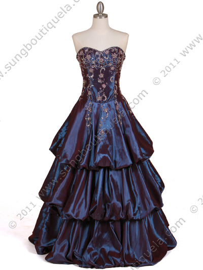 4880 Blue Purple Two Tone Strapless Beaded Evening Gown - Blue Purple ...
