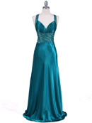 Teal Beaded Evening Gown