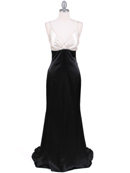 Ivory Black Charmeuse Evening Dress