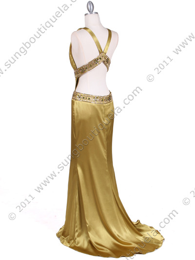 4906 Olive Charmuse Beaded Evening Gown - Olive, Back View Medium