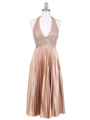 Gold Sequins Pleated Cocktail Dress