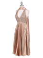 Gold Sequins Pleated Cocktail Dress