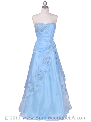 4909 Baby Blue Beaded Evening Gown, Baby Blue
