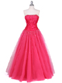 4912 Hot Pink Beaded Ball Gown - Hot Pink, Front View Thumbnail