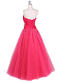 4912 Hot Pink Beaded Ball Gown - Hot Pink, Back View Thumbnail
