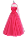 4912 Hot Pink Beaded Ball Gown - Hot Pink, Alt View Thumbnail