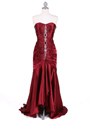 4918 Wine Charmuse Evening Gown - Wine, Front View Thumbnail