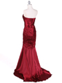 4918 Wine Charmuse Evening Gown - Wine, Back View Thumbnail
