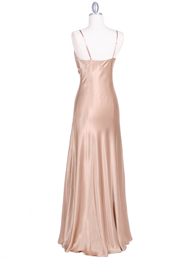 4949 Gold Sequins Charmeuse Evening Dress - Gold, Back View Medium
