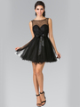 50-1459 Illusion Sweetheart Short Cocktail Dress - Black, Front View Thumbnail